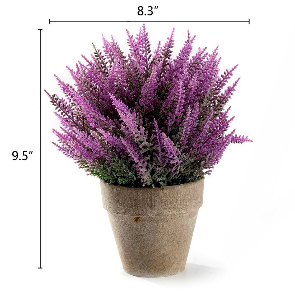 A Mini Artificial Provence Lavender Plant in a Gray Pot